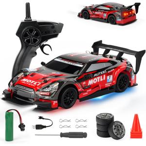 RC Drift Car, 1:24 Scale Remote Control Drift Cars, 2.4GHz 4WD Drifting Cars, 30km/h High-Speed RC Race Car Vehicle, Racing Sport Toy Ideal Gift for Boys Girls Kids, Valentines Day Gifts (Red)