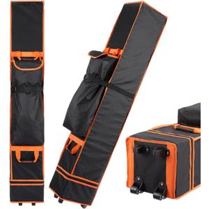 10x10x62in Canopy Bag Replacement, 800D Waterproof Oxford Canopy Carrying Bag, for 10x10 Pop Up Canopy Tent with Roller Wheels/Handle/Buckle Strap/Pocket for Easy Carrying, Black