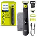 Norelco Philips OneBlade Pro 360 Face + Body, Electric Shaver, Beard Trimmer and Body Groomer, with 360 Blade Technology, 14-Length Precision Comb, Body Kit, Soft Pouch, Model QP6542/70 (Black/Lime Green)