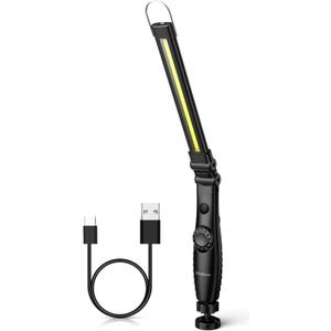LED Work Light800 Lumens Foldable Rechargeable Cob Work Light with Magnetic Base& Hook, 360Swivel Flashlight, USB Cable for Car Repair, Home, Garage, Emergency and Outdoor Camping, 3000mAh