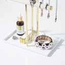 Necklace Display Holder, Jewelry Organizer Stand Earrings Bracelet Holder, 3 Tier Jewelry Display Tower Rack with Metal Frame and Ring Tray for Women (Gold)