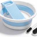 Lounsweer Large Collapsible Washboard for Hand Washing Clothes, Blue