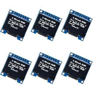 0.96" 7 Pin SPI 128x64 OLED Display Module, 6PCS 0.96 Inch SSD1306 LCD Display Module 12864 Characters DC3-5V for 51 STM32 for Arduino