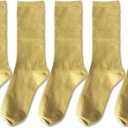 2 Pairs Women's Novelty Glitter Ankle Socks Casual Ladies Bright Retro Sox Piles Sock (Gold)