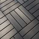Plastic Interlocking Deck Tiles 9 Pack 12"x12" Waterproof Indoor Outdoor Composite Patio Flooring Decking Tiles All Weather Use for Patio Porch Balcony Backyard Poolside, Dark Grey