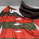 3 Pcs Halloween Costume for Women Red Green Striped Costume with Hat Fishnet Stockings Scar Stickers Cosplay Killer (Large)