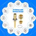 Dreyoo 4 Set Valve Rebuild Kit Replacement Compatible with Symmons Temptrol Valve, TA-10 Spindle Assembly, TA-4 Hot and Cold Seats, T-11 Washer, Fix Tub/Shower Leak, Solid Brass