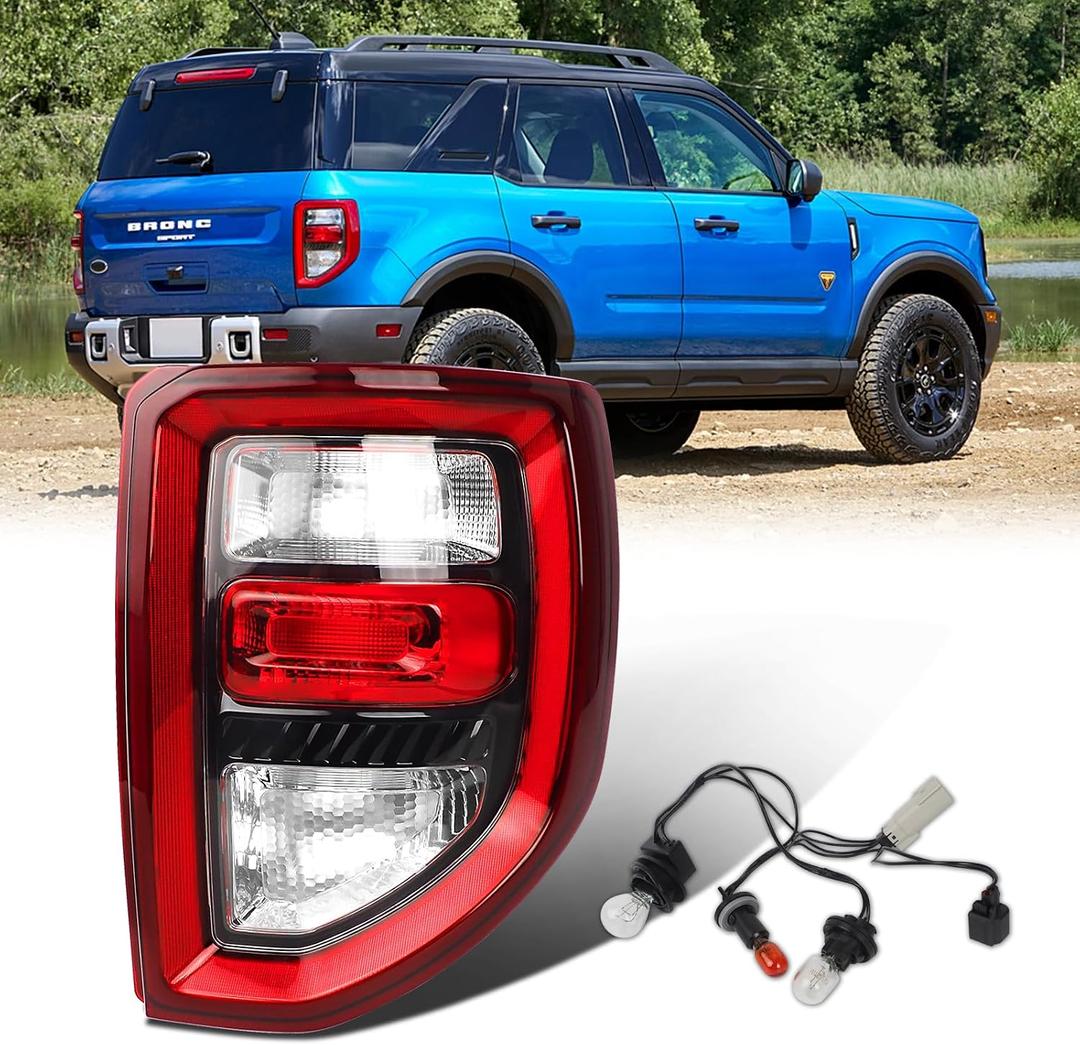Tail Lights Assembly Includes Light Bulb Harness Compatible with 2021 2022 2023 2024 Ford Bronco Sport Original Model Taillight Rear Brake Lamp Signal Assembly OE:M1PZ-13404-A(Right Passenger Side)