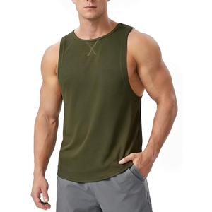 Men's Sleeveless Workout Tank Top Quick Dry Gym Muscle Bodybuilding Vest Breathable Lightweight Summer Athletic Tops (Green, L)