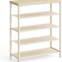 VASAGLE Shoe Rack, 5-Tier Shoe Storage Organizer for Entryway and Closet, Holds 12-16 Pairs of Shoes, 4 Fabric Shelves, Steel Frame, Modern, Natural Beige and Pearl White ULBS036K01