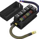 RVBOATPAT 12V Fuse Relay Box with 6 Relays and 11 Way ATC/ATO Blade Fuses, Pre-Wired Fuse and Relay Box 12 Vlot Relay Fuse Box Block for Automotive Marine Boat