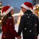 IZUS Women Men Christmas Santa Hat Velvet Red Hats with Fluffy Plush White Brim/Pom for Xmas New Years Holidays Party (One Size)