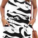 AUSELILY Women Summer Dress 2025 Casual Sleeveless Sundress Crew Neck Beach Short Dresses with Pockets (L)