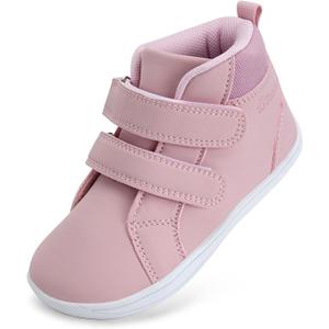 WateLves Toddler Little Kids Wide Barefoot Shoes Boys Girls Winter High Top Minimalist Sneakers Ankle Boots Leather Uniform Dress Shoes Naturally Splay (Pink) size 30