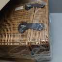 Wicker Picnic Basket, Rectangular Storage Basket with Carrying Strap for Camping Travel Party