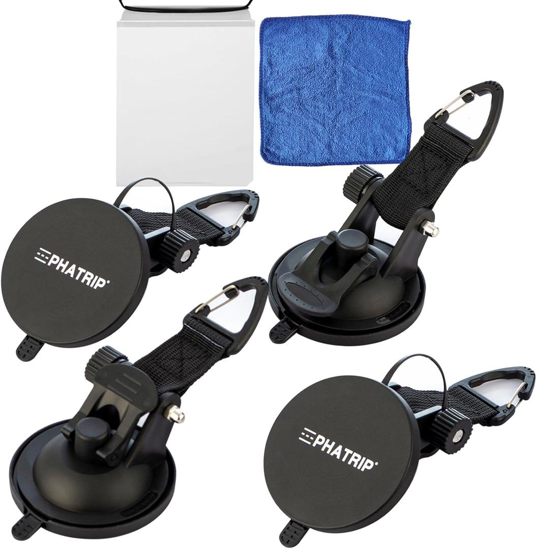 3.1 inch Heavy Duty Suction Cups Anchor with Hooks(4PCS),10 kg Multifunctional Strong Suction Cups for Outdoor, Wall Anchor for Camping Tarp Accessory,Car Side Awning,Home Workshop (Small)