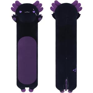 Long Axolotl Stuffed Animals, Soft Long Axolotl Plush Pillow Cute Axolotl Plush Body Pillow Gifts for Kids Girlfriend (Black & Purple, 110cm)