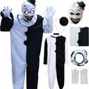 Anime Cosplay Costume Jumpsuit Outfit Black White Bodysuit Full Set Halloween With Mask (Large)