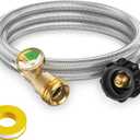 6 Feet Propane Tank Extension Hose Braided with Gauge,Include Tank Adapter Converts POL 100 lb LP Tank to QCC1 for Gas Grill, Stove and More Propane Appliances
