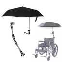 Wheelchair Umbrella with Holder - Electric Wheelchair Sunshade Awning Stand Windproof Eccentric Umbrella Adjustable Bracket