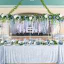 2 Pack Artificial Peony Flower Garland - 6ft Silk Peony Garland Flower Vine Blue and White Peony Silk Roses Flowers for Wedding Arch Party Table Decor (2, Blue)