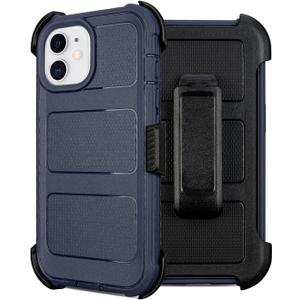Saiboro for iPhone 12 Belt Clip Case Holster,for iPhone 12 Case with Stand,for iPhone12 Defender Case Anti-Drop,2 Layers of Sturdy for iPhoneCase 12,for Protective iPhone12Case Defender Belt Blue