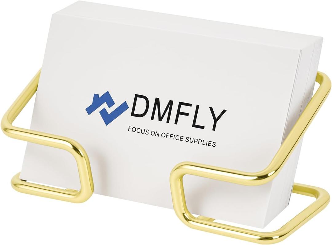 Metal Business Card Holder for Desk, Cute Card Display Stand, Compatible with Various Countertops, Gold