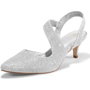 mysoft Women's Dress Shoes Low Heels 2 inch Kitten Pumps Slingback Wedding Party Medium/Wide Width Shoes (8.5)