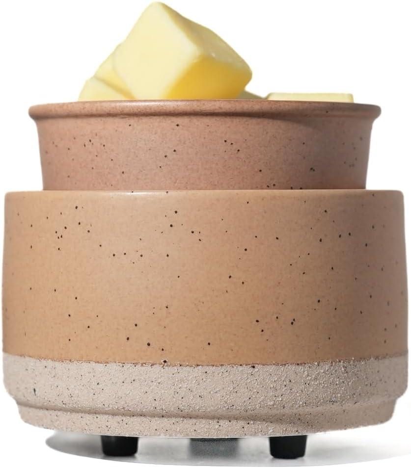 Ceramic Electric Wax Melt Warmer & Cube Oil Melter Cute Small Warmers Aromatherapy for Home Decorative Burner Melts Scented Candle Tart Scent Warm Fragrance, Brown