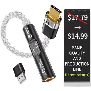 2026 Latest USB C DAC Audio Adapter with Headphone Amplifier, USB C to 3.5mm Audio Adapter for Wired Headphones, Hi-Res Type C DAC Compatible with iPhone 15, Android, Laptop & Tablet (DAC black)