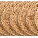 13.8 in Plate Chargers Round Woven Placemats Set of 7, Boho Farmhouse Rustic Place Mats for Dining Table Decor, Rattan Wicker Table Mats Jute Braided Chargers for Dinner Plates (Natural)