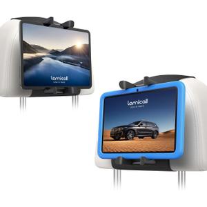 Lamicall 2 Pack Tablet Holder for Car Headrest - [Thick Case Friendly] Car Tablet Mount for Backseat, Road Trip Essentials for Kids, for iPad Pro, Air, Mini, Galaxy, Fire HD, 6.1-13" Tablets