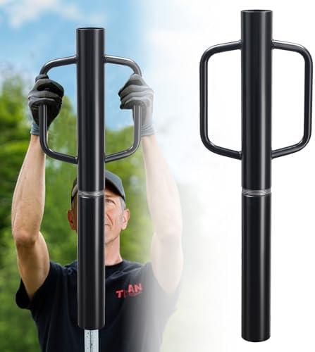 Fence Post Driver, 12LBS Fence Post Driver with Handle, 2.7 inch Inner Diameter Hand Post Pounder, Heavy Duty Black Iron T Post Rammer for U Channel Fence Post Wooden Post Metal Post