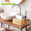 Rectangular Tissue Box Cover, Bamboo Tissue Box Cover Rectangle Tissue Box with Slide-Out Bottom Decorative Cube Facial Tissue for Bathroom Bedroom Dinner Table Office Tabletop