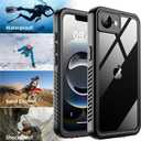 SUPFINE for iPhone 16e Case Waterproof,[Built-in Screen Protector][IP68 Underwater][15FT Military Dropproof] Full Body Shockproof for Phone Case-Black/Clear
