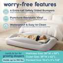 Hiccapop Inflatable Toddler Travel Bed with Safety Bumpers, Misty Blue