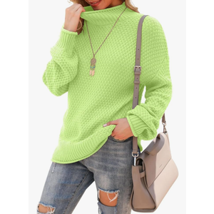 Jouica Women's Turtleneck Oversized Sweaters Batwing Long Sleeve Pullover Loose Chunky Knit Jumper L