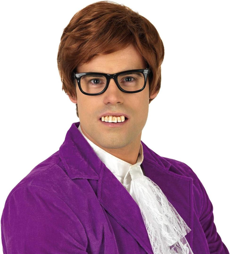 fun shack Mens 60s Wig Men, Movie Wigs Men, 70s Wigs for Men, 70s Disco, Ginger Short Cosplay Wig, 60s Character Wig Men (One Size, Brown)