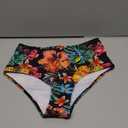 MakeMeChic Women's High Waisted Bikini Bottoms Floral Tropical Print Summer Swim Bottom (Medium, Black)