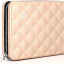 Companion wallet for women, Rigid aluminum with quilted effect, RFID protection against fraud and demagnetization, Lady Case HELSINKI Large model, passport size