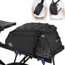 KEMIMOTO Rear Bike Rack Bag, 11L Water-resistant Trunk Bag 3-IN-1, Zippered Bicycle Backpack Shoulder Pannier Saddle Bag for Ebikes Cycling Commuting Travel Outdoor Camping