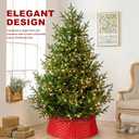26in Christmas Tree Collar, Natural Woven Rustic & Farmhouse Holiday Decoration, 5-Piece Rattan Tree Skirt Ring Accessory for Xmas Artificial Trees(Red) (Poinsettia)