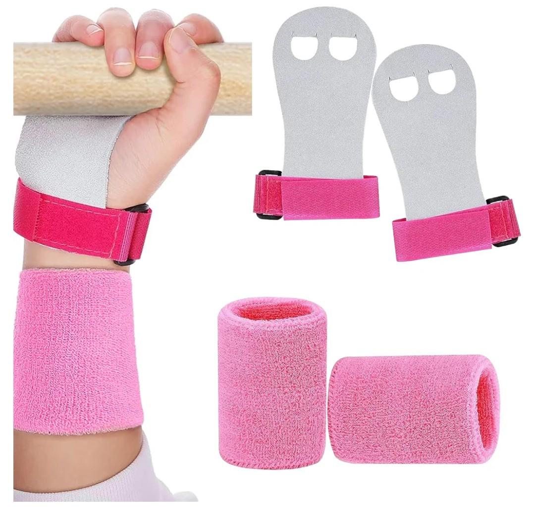 2PCS Gymnastics Hand Grips Gloves Wristbands, Gymnastic Hand Grips Gymnastic Bar Palm Protection and Wrist Support Sports Accessories for Boys Girls Youth Kids Workout and Exercise