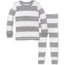 Burt's Bees Baby Boys' 2-Piece Long Sleeve Tee and Pants Organic Cotton Pajama Set (4T, Rugby Stripe)