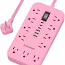 Pink Extension Cord with Multiple Outlets- 5 FT Kawaii Power Strip, Cute Extension Cord with 11 AC Outlet 6 USB (24W/4.8A), Charging Station for Cute Pink Kawaii Desk Home Room Decor Essentials Gifts