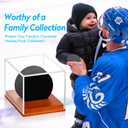 MewVeer Hockey Puck Display Case, Pucks Display Cases with Wooden Base, Acrylic Clear Box - Hockey Memorabilia Storage Holder, for Enthusiasts & Collectors & Fans (2 Pack, Square)