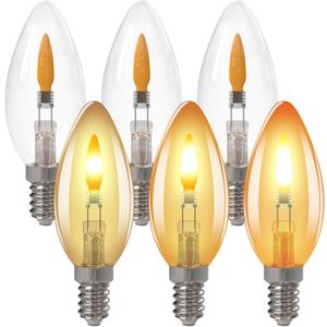ORALUCE LED Flame Light Bulbs E12 Candelabra Base Outdoor/Indoor Flickering Flame Light Bulbs 2200k Amber Warm White B11 / C35 Fire Light Bulb for Chandelier Lamp (Non-dimmable) 6 Pack