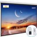Motorized Projector Screen with Remote Control, No Wrinkles, Without Dents, HD Screen, for Home Theater Office Classroom TV Usage (92inch 16:9)