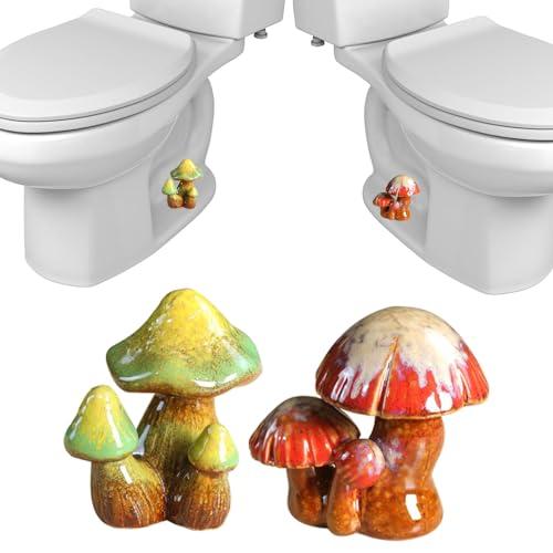 OMCCXO 2Pack Mushroom Toilet Bolt Caps,Toilet Bolt Covers Decorative,Fun Ceramics Mushroom Toilet Bolt Covers，Universal Toilet Bolt Caps Toilet Caps for Bottom of Toilet (Mushrooms), SKNGC-18