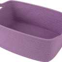 OIAHOMY Woven Basket, Gift Basket Empty with Gift Bags and Ribbons, Rope Baskets for Baby Showers, Storage Baskets with Handles for Nursery, Pet Toy Organizer - Lilac Purple